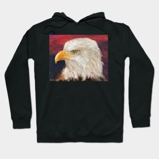 A Bald Eagle with Red and Blue Background Hoodie